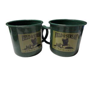 Vintage Field and Stream Enamel Oversized Coffee Mug Camping for Decor Pre-Owned